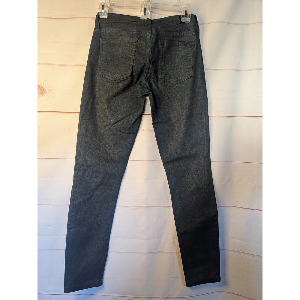 7 for All Mankind - The Skinny Shimmering Jeans Black  Sz: 24 Retail $238 - Picture 6 of 9